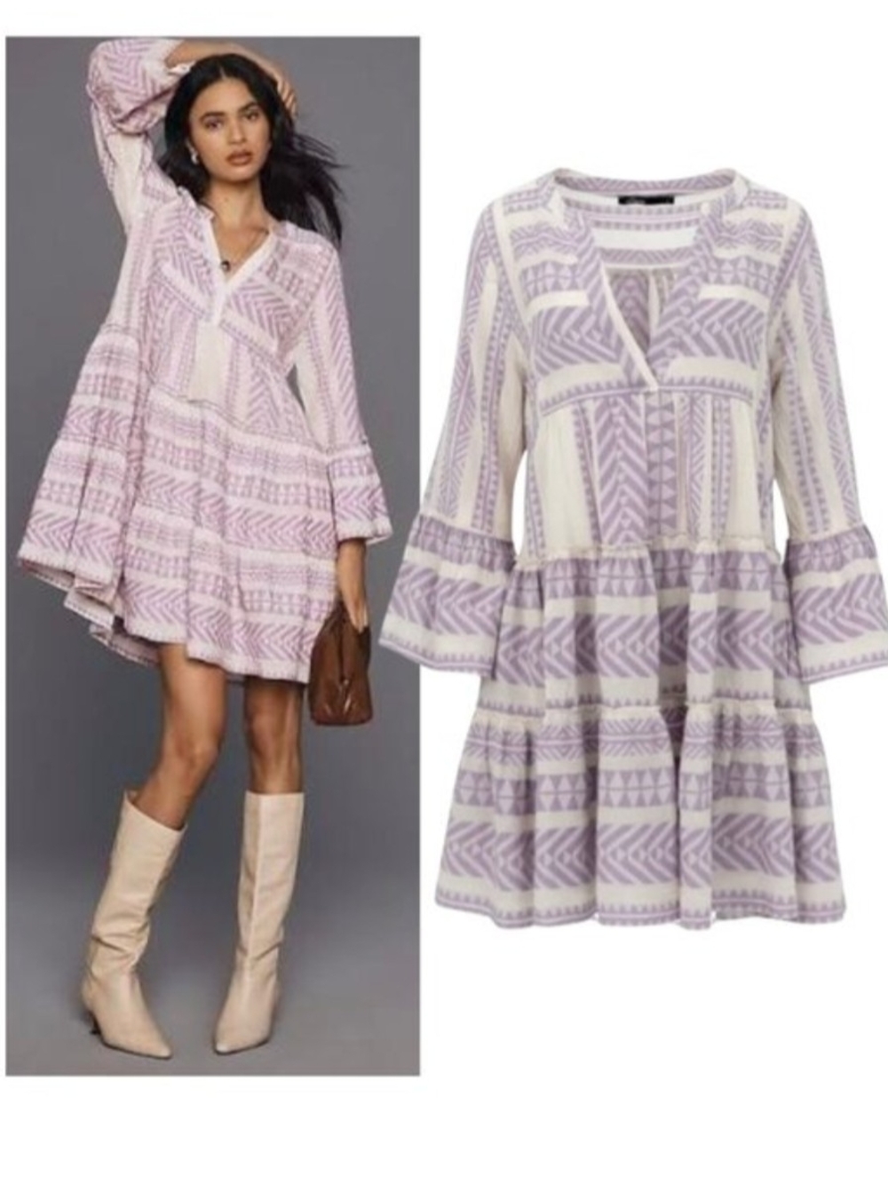 Devotion TWINS Lavender and White Tiered Mini Dress